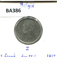 1 FRANC 1912 BELGIUM Coin DUTCH Text SILVER #BA386.U - 1 Franc