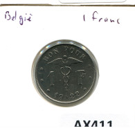 1 FRANC 1922 BELGIEN BELGIUM Münze Französisch Text #AX411.D - 1 Franc