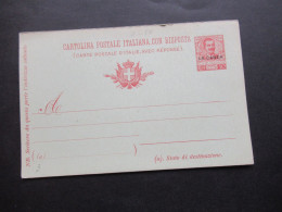 Italien 1906 Ganzsache Doppelkarte Ungebraucht P 23 Aufdruck La Canea / Italienische Post Auf Kreta - La Canea