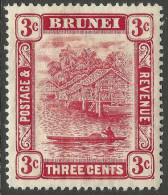 Brunei. 1908-22 View On Brunei River. 3c MH Mult Crown CA W/M.Type I. SG 37 - Brunei (...-1984)