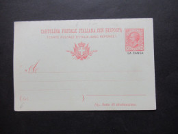 Italien 1907/09 Italienische Post Auf Kreta GA / Doppelkarte Mit Aufdruck La Canea P26 Ungebraucht! - La Canea