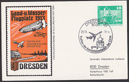 Germany DDR Dresden Land- U. Wasserflugplatz 1913 Ganzsachenkarte 1979 Zeppelin Übigau Zeppelin Taube, Elbe - Postkarten - Gebraucht