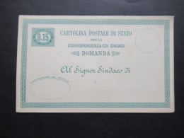 Italien 1875 Ganzsache / Dienstpostkarte Doppelkarte DP2 Ungebraucht / Postverkehr Mit Dem Bürgermeister - Postwaardestukken