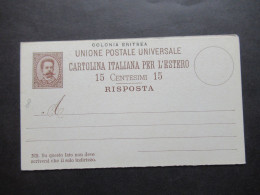 Um 1900 Italien Kolonie / Gebiet Eritrea / Doppelkarte Mit Aufdruck Colonia Eritrea / Ungebraucht - Eritrea