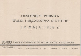 Poland Polska 1968 Monument To The Victims Of The Nazi Concentration Camp Stutthof Sztutowo - Markenheftchen