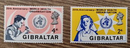 GIBRALTAR Croix Rouge, Red Cross. World Health Organisation . Yvert 2 Valeurs émise En 1968  ** MNH - OMS