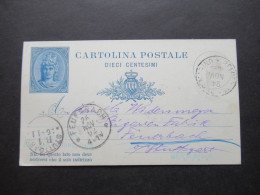 San Marino 1882 / 92 Ganzsache P1 Auslands PK Nach Feuerbach Stp. K1 Feuerbach Und K1 Stuttgart - Interi Postali