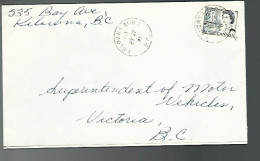 57994) Canada 1971 Kelowna Sub 3 Postmark Cancel Closed Post Office - Brieven En Documenten