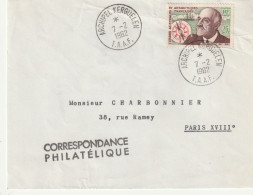 TAAF 1962 Lettre TIMBRE JEAN CHARCOT CAD ARCHIPEL DES KERGUELEN - Lettres & Documents