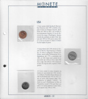USA - Monete Del Mondo - Fascicolo 21: 1 Cent UNC 1989; 5 Cents 1982; 10 Cents UNC 1987 - Colecciones