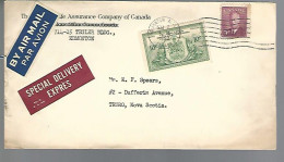 58020) Canada Air Mail Special Delivery Edmonton Truro Postmark Cancel 1950 - Luftpost-Express