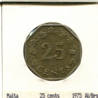 25 CENTS 1975 MALTA Coin #AS627.U - Malte