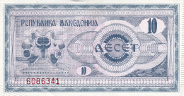 NORTH MACEDONIA 10 DENAR 1992 UNC P-1a "free Shipping Via Regular Air Mail (buyer Risk Only)" - Nordmazedonien