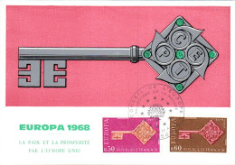 EUROPA 1968 FRANCE CARTE MAXIMUM - 1968