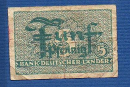 FEDERAL REPUBLIC OF GERMANY - P.11 – 5 Pfennig ND 1948 VG, NO S/n - 5 Pfennig