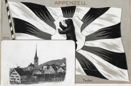TEUFEN ► Banner-Karte Mit Bild Vom Dorfzentrum Anno 1908 - Teufen