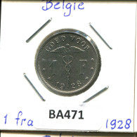 1 FRANC 1928 DUTCH Text BÉLGICA BELGIUM Moneda #BA471.E - 1 Frank