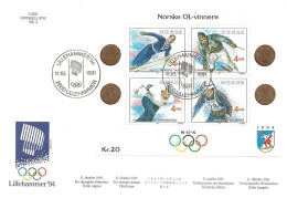 Norway Norge 1991  1994 Winter Olympics, Lillehammer - Norwegian Olympic Champions (III)   FDC - Covers & Documents