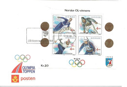 Norway Norge 1991  1994 Winter Olympics, Lillehammer - Olympiatoppen Posten   FDC - Lettres & Documents