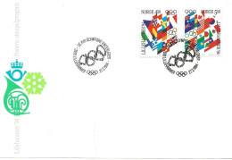 Norway Norge 1994 Winter Olympics, Lillehammer -  Flags Mi 1149 - 1150  Special Cover Cancelled 27.2.94 - Lettres & Documents