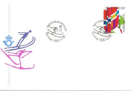 Norway Norge 1994 Winter Olympics, Lillehammer -  Flags Mi 1147  Special Cover Slalom Cancelled Fåvang 13.2.94 - Covers & Documents