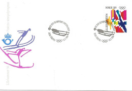 Norway Norge 1994 Winter Olympics, Lillehammer -  Flags Mi 1145  Special Cover Sledding  Cancelled Fåberg 13.2.94 - Lettres & Documents