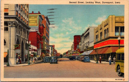 Iowa Davenport Second Street Looking West 1953 Curteich - Davenport