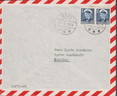 1955. GRØNLAND. Frederik IX. 30 ØRE. In Pair On Fine Luftpost Cover Cancelled NORD 21.1.1955 T... (Michel 33) - JF532856 - Cartas & Documentos