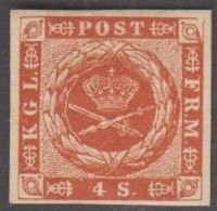 1854. DANMARK 4 Skilling Hinged With VERY FINE MARGINS. Rare Official Reprint From 1924.  - JF532987 - Unused Stamps