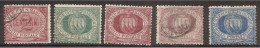1894 San Marino Saint Marin CIFRA O STEMMA 5 Valori: Da 2c A 25c (26/30) Usati USED - Used Stamps