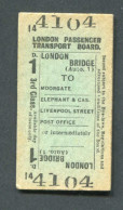 Ticket De Métro De Londres Royaume-Uni Années 30 "London Bridge" Edmondson Ticket - Europe