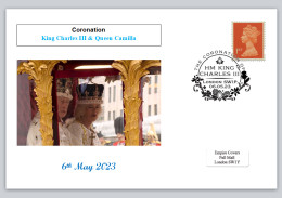 GB 2023 Coronation Charles III Queen Camilla Royalty Women Privately Produced (white) Glossy Postal Card #1 - 2021-... Em. Décimales