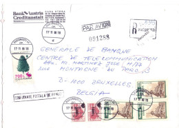 Bank Mail Roumanie Romania Large Envelope Registered Recommandée Bucuresti To Bruxelles Belgium 1998 - Covers & Documents