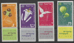 Israel - 1952, Michel/Philex No. : 73/74/75/76, - MNH - *** - Full Tab  Postfris**   Very Fine  - Unused Stamps (with Tabs)