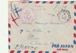 FRANCE Lettre 1959 CROISEUR ECOLE JEANNE D'ARC MARINE FRANCAISE SERVICE A LA MER - Posta Marittima