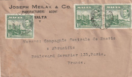 MALTE Lettre 1947 VALLETTA  Pour PARIS - Malta (...-1964)