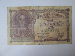 Rare! Belgium/Belgique 1 Franc 1917 Banknote,see Pictures - Sonstige & Ohne Zuordnung