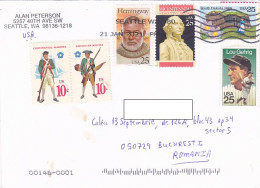 MILITARY UNIFORMS, HEMINGWAY, HOUSEHOLD, BASEBALL, FINE STAMPS ON COVER, 2021, USA - Lettres & Documents