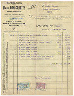 Facture 1924 Bruxelles Maison Jules Colette Carrelages + TP Fiscaux - Straßenhandel Und Kleingewerbe