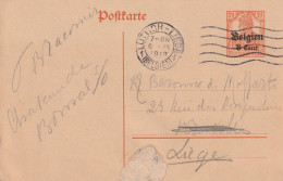 BELGIQUE ENTIER POSTAL CP LUTTICH  LIEGE 1918 - OC1/25 Governo Generale