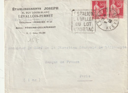 FRANCE Lettre 1940 DAGUIN ESPALION Au Dos De L'enveloppe Plan - 1932-39 Peace