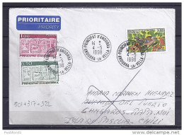 ANDORRE TP N°501+317+322 SUR LETTRE DU 4.5.98 POUR LILE DE PAQUES (CHILI) - Covers & Documents