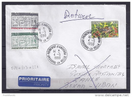 ANDORRE TP N°501+317+321 SUR LETTRE DU 4.5.98 POUR LE LIBAN - Covers & Documents