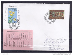 ANDORRE N° 420 + 422 (POSTE RESTANTE) SUR LETTRE DU 14.9.92 POUR ISLANDE + RETOUR - Lettres & Documents