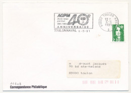 FRANCE - Env. Aff. 2,20 Briat OMEC Toulon Naval - 40eme Anniversaire De L'AGPM - 6/5/1991 - Seepost