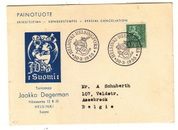 Finlande - Carte Postale De 1955 - Oblit Helsinki - épée - Cor De Chasse - - Covers & Documents