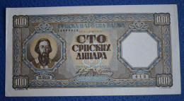 Banknotes Serbia 100 Dinara 1943 VF   HUNDRED SERBIAN DINARS - Serbia