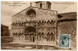 Spain 1931 Postcard Soria - Portada De La Iglesia De Santo Domingo; Scott 409 - 15c. King Alfonso XIII - Soria