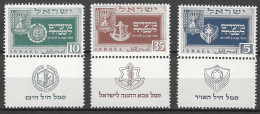 ISRAEL ISRAELE Israel 1949 New Year Y.T. 18/20 WITH TAB SHORT MNH ** -- Postfris PERFECT - Neufs (avec Tabs)