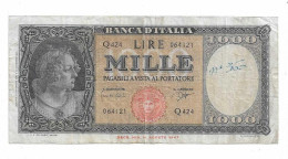 REPUBBLICA 1000 LIRE "ITALIA ORNATA DI PERLE" MEDUSA 25.09.1961 BB - 1000 Lire